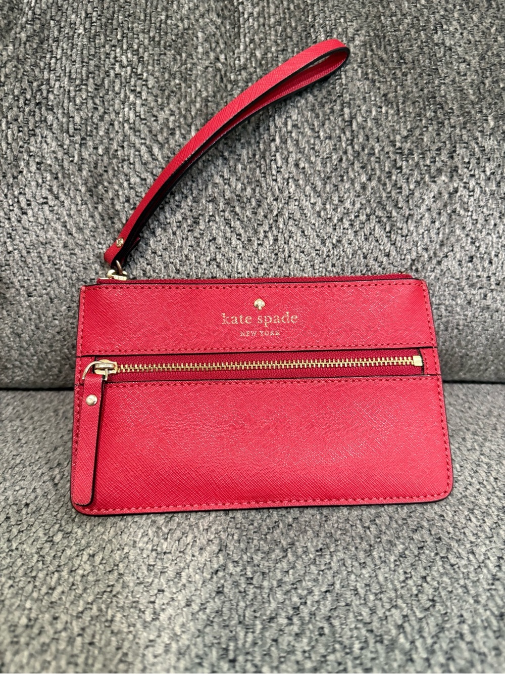 kate spade Red Leather Zip Wristlet Clutch